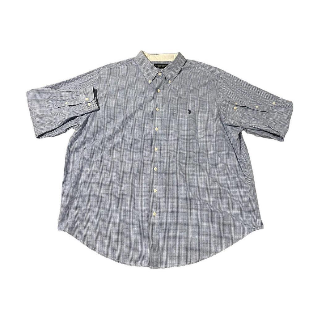 US Polo Assn. Mens Shirt Size 3XL BT Collared Plaid Cotton Blend Long Sleeve